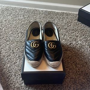 SOLD- Gucci Leather espadrille with Double G